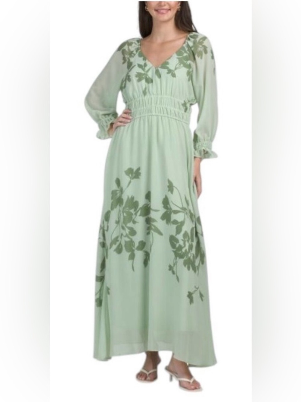 Taylor Mint Green Floral Maxi Dress Size 10 NWOT